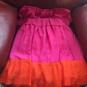 Pink and orange SLEEVELESS color block dress